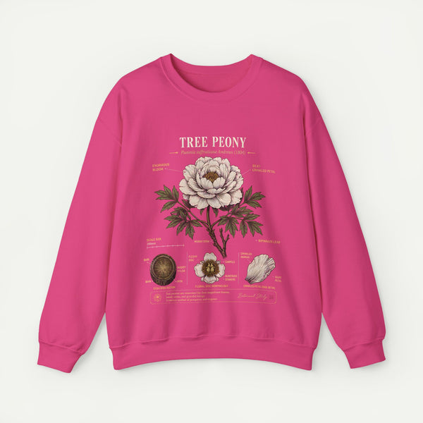 Tree Peony Botanical Sweatshirt — Vintage Flower Anatomy Crewneck