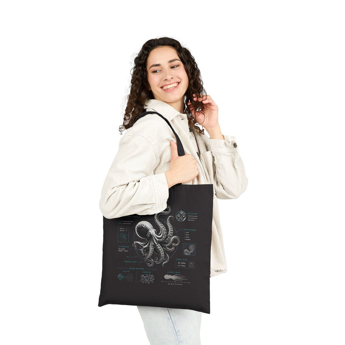 Octopus Canvas Anatomy Tote Bag – Vintage Sea Creature Illustration Eco Shopper