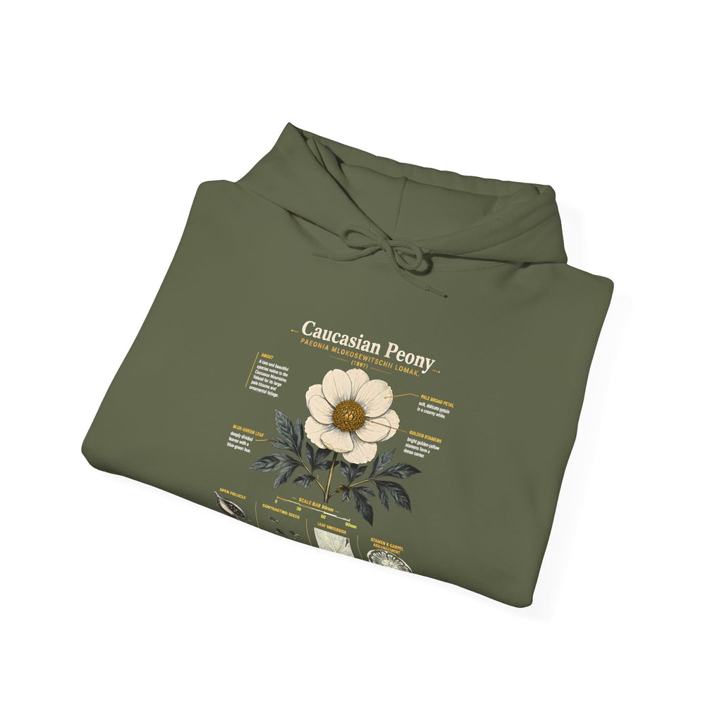 Magnolia Botany Hoodie — 'Caucasian Peony' Floral Diagram Hooded Sweatshirt