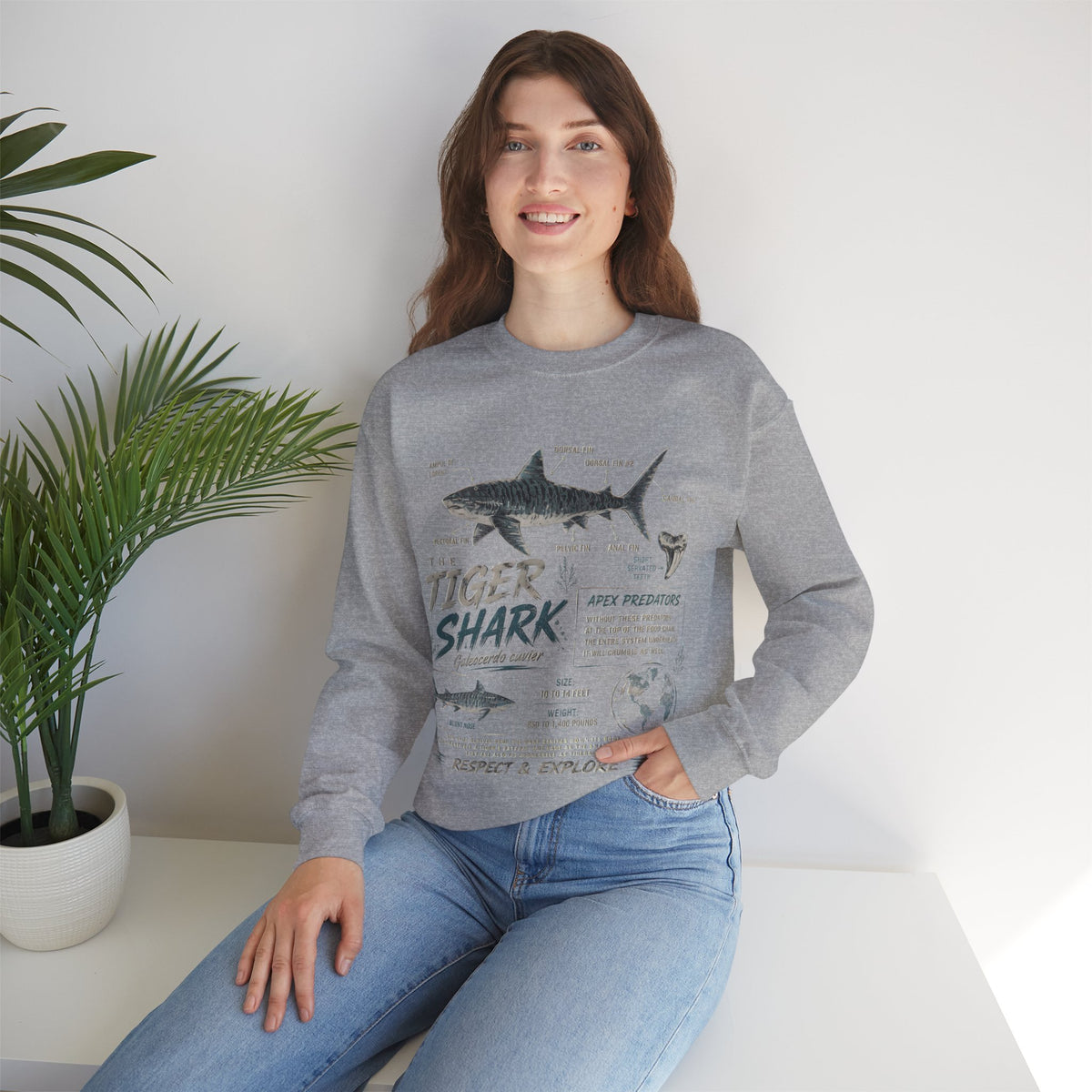 Tiger Shark Anatomy Sweatshirt — Marine Biology Graphic Crewneck