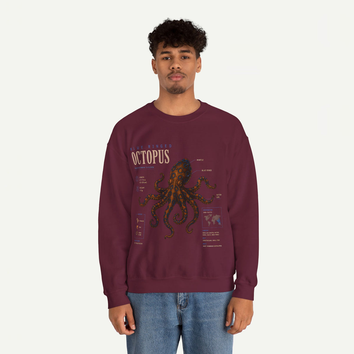 Octopus Anatomy Sweatshirt — Vintage Marine Illustration Crewneck