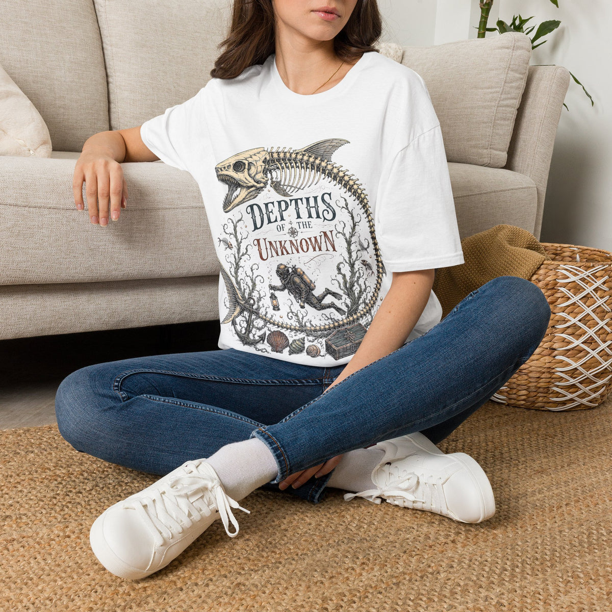 Depths of the Unknown Fish Skeleton T-Shirt