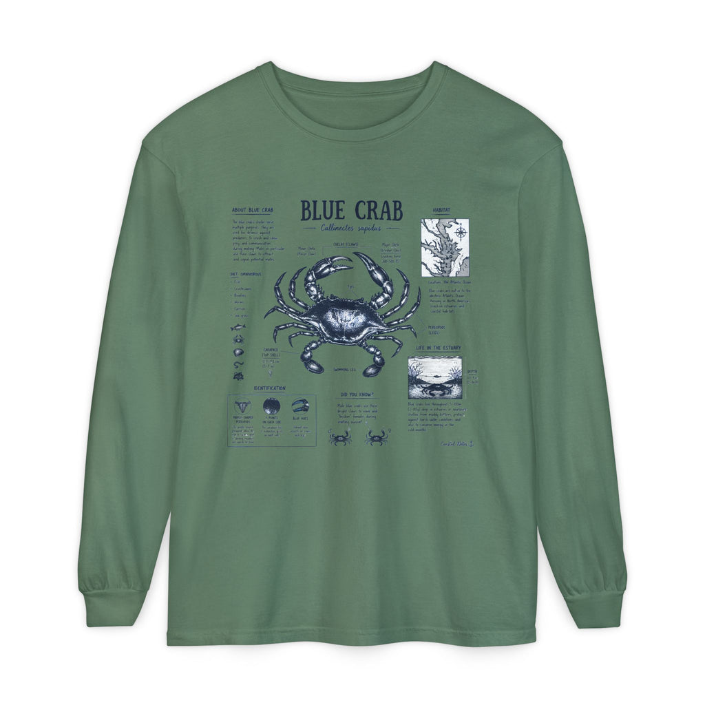 Blue Crab Anatomy Long Sleeve T-Shirt