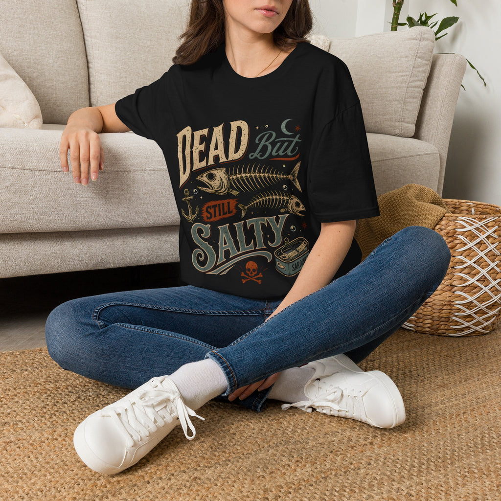Dead But Still Salty T-Shirt — Vintage Fish Skeleton Nautical Graphic Tee