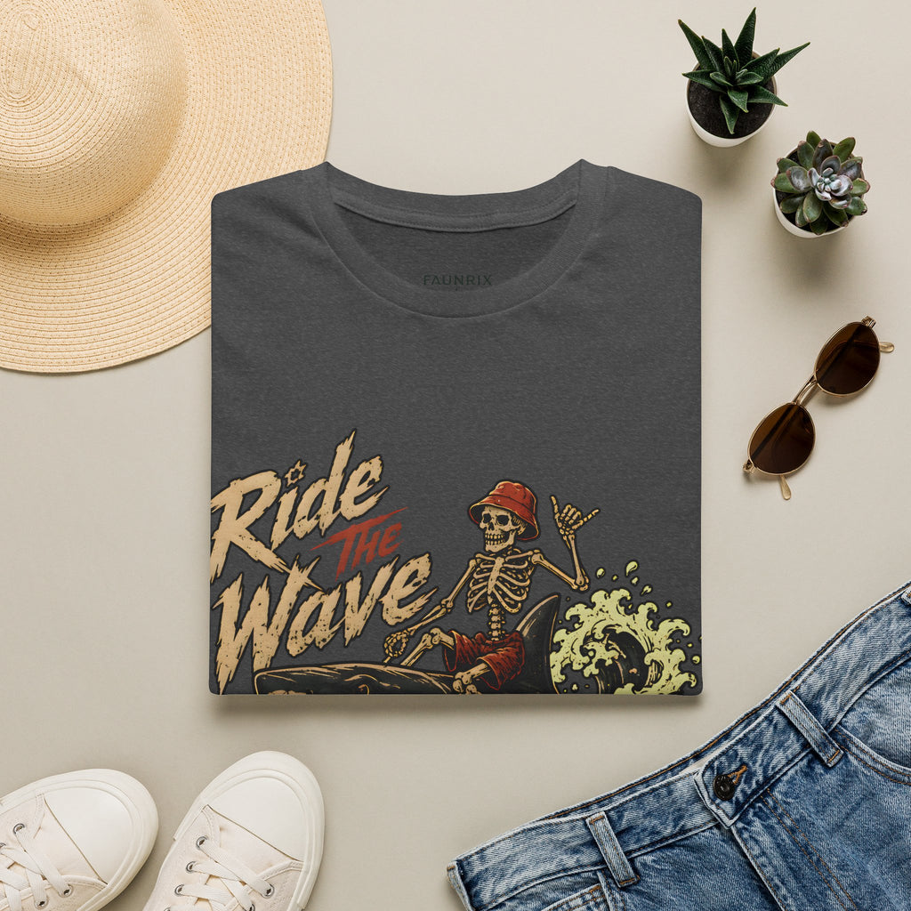 Ride The Wave Surf Skeleton T-Shirt — Vintage Beach Skull Tee