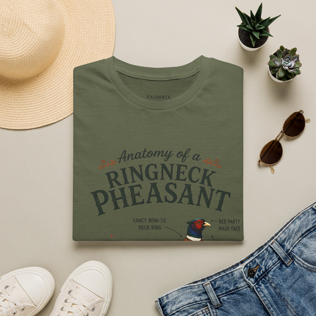 Ringneck Pheasant Anatomy T-Shirt — Illustrated Bird Diagram Tee
