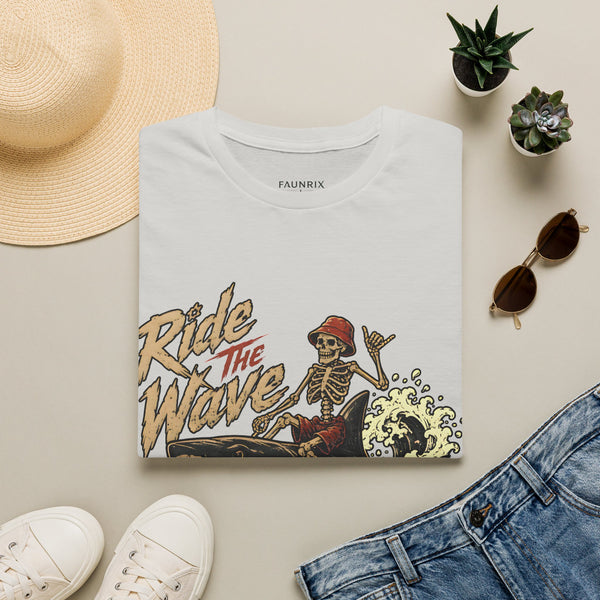 Ride The Wave Surf Skeleton T-Shirt — Vintage Beach Skull Tee