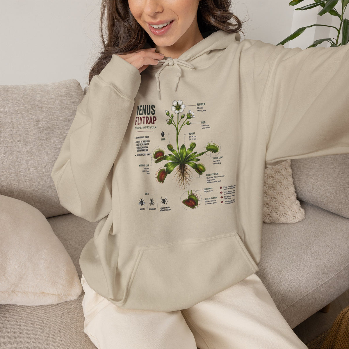 Venus Flytrap Botanical Hoodie – Illustrated Carnivorous Plant Guide