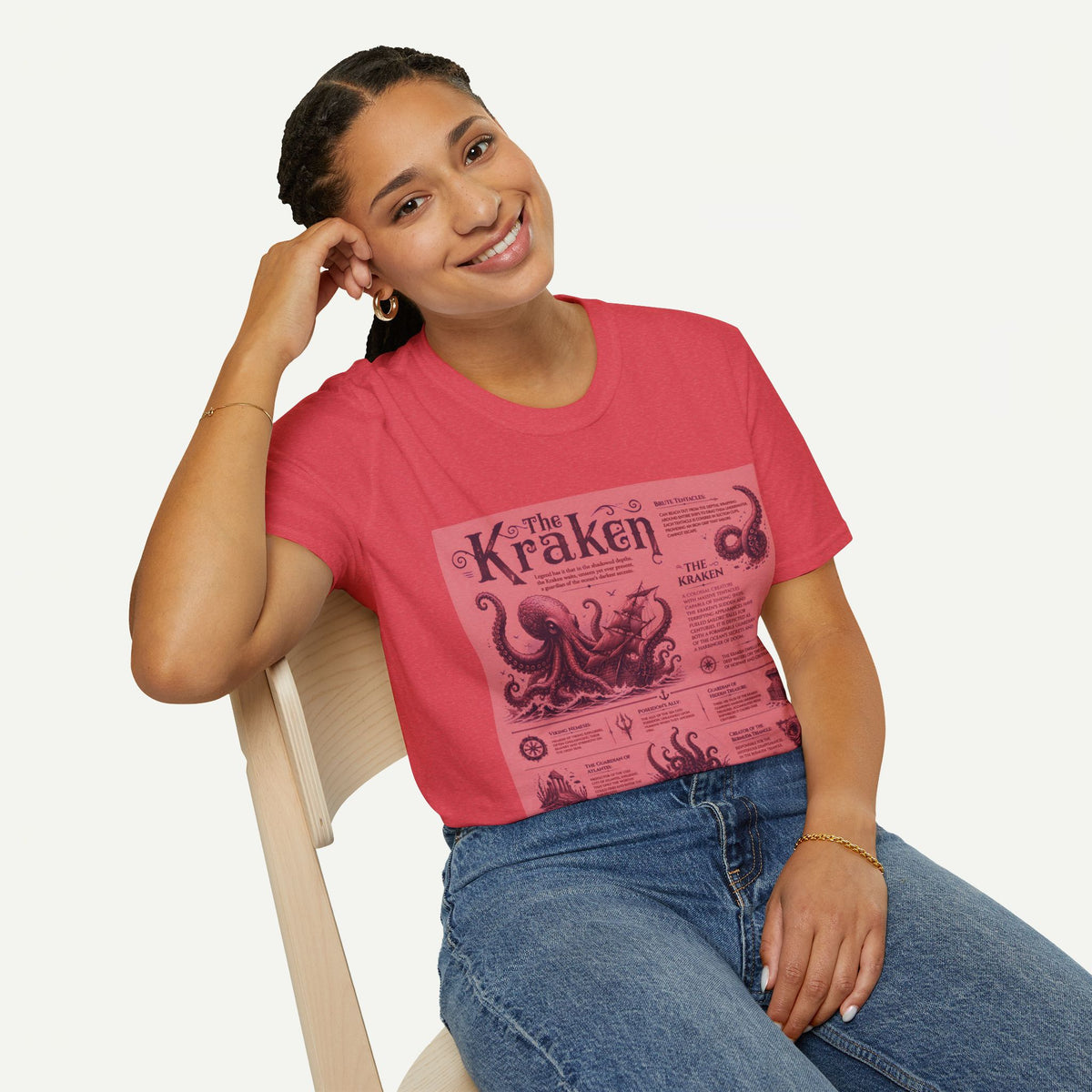 Kraken Vintage Diagram T-Shirt — Nautical Octopus Illustration Tee