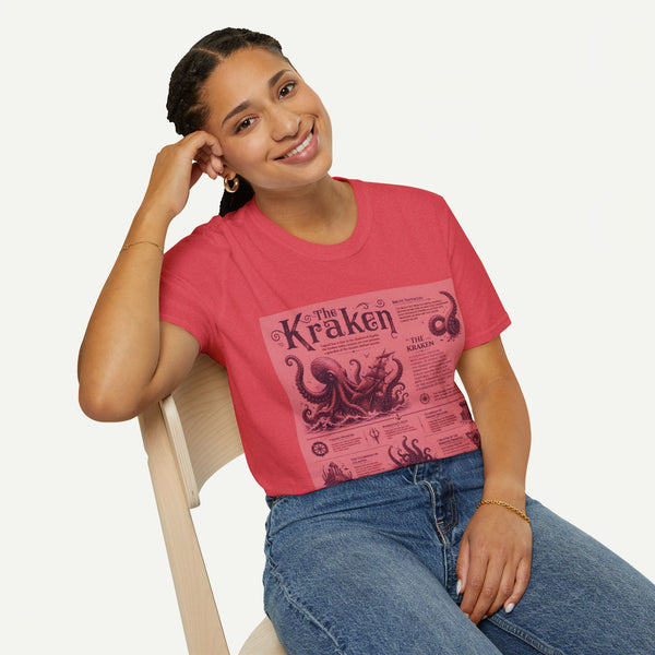 Kraken Vintage Diagram T-Shirt — Nautical Octopus Illustration Tee