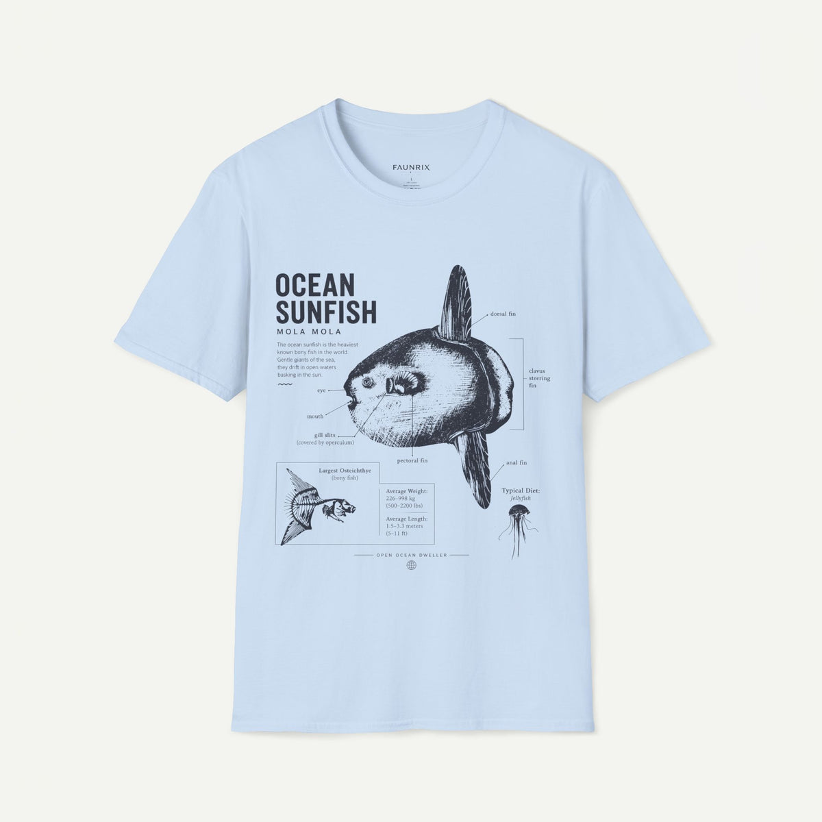 Sunfish Anatomy T-Shirt — Ocean Sunfish Graphic Tee for Marine Lovers