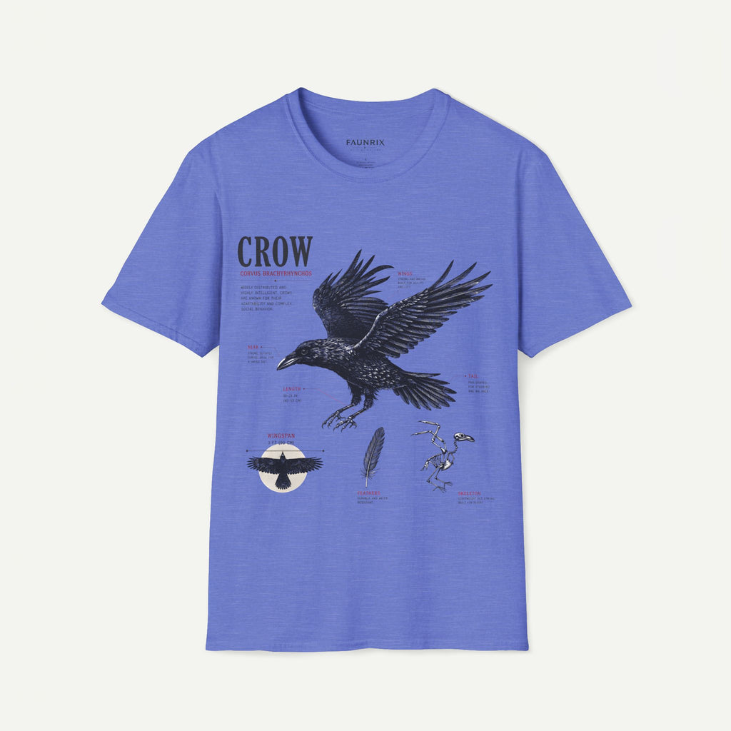 Crow Anatomy Graphic T-Shirt — Vintage Raven Illustration Tee