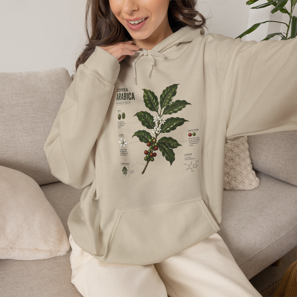 Coffee Plant Hoodie — Coffea Arabica Botanical Illustration Sweatshirt