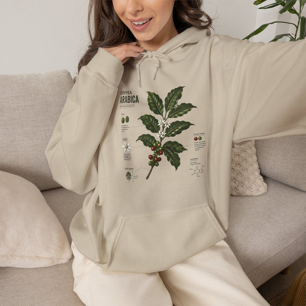Coffee Plant Hoodie — Coffea Arabica Botanical Illustration Sweatshirt