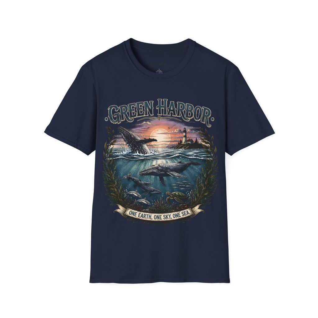 Green Harbor Sunset Whale T-Shirt