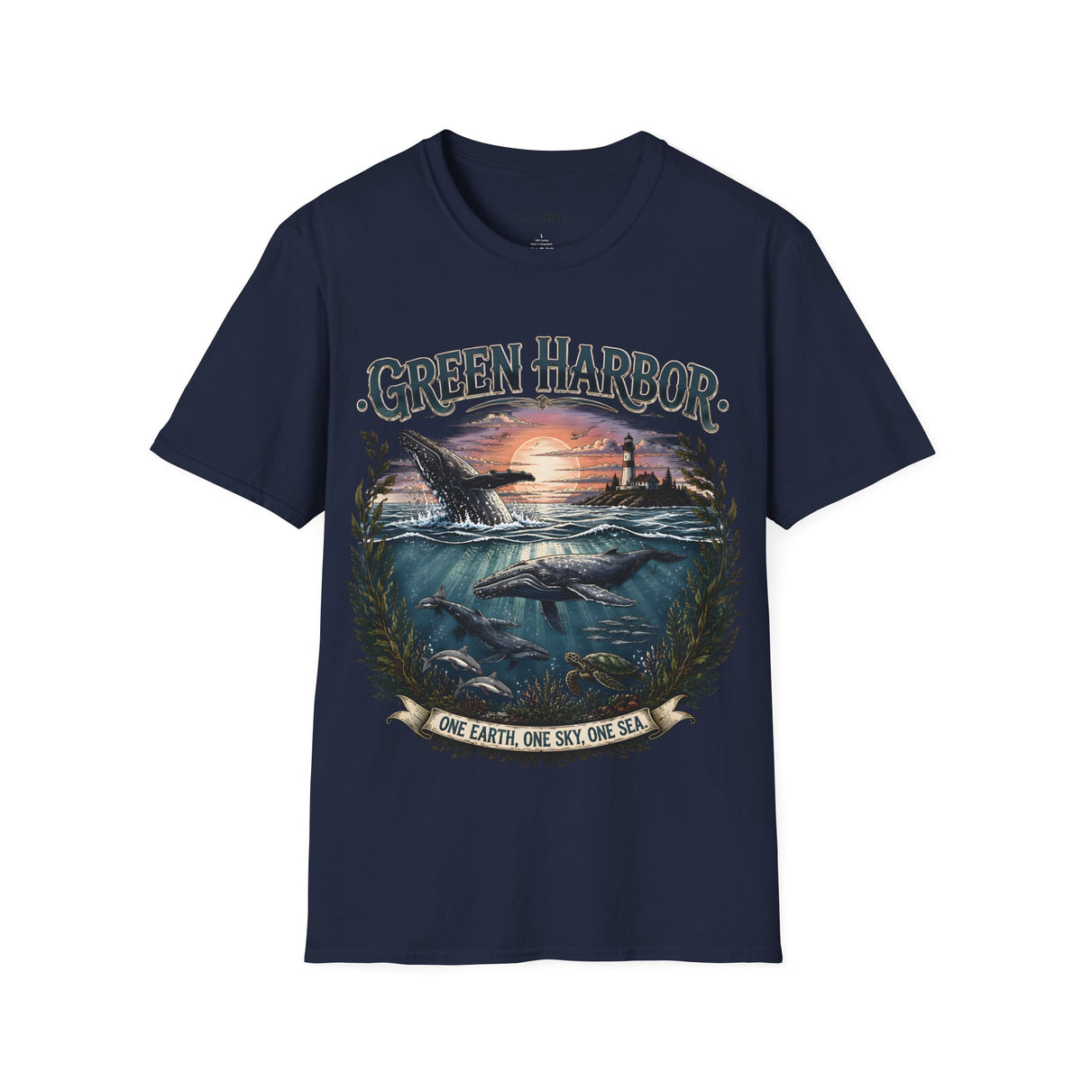 Green Harbor Sunset Whale T-Shirt