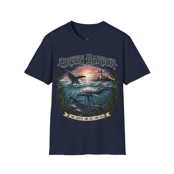 Green Harbor Sunset Whale T-Shirt