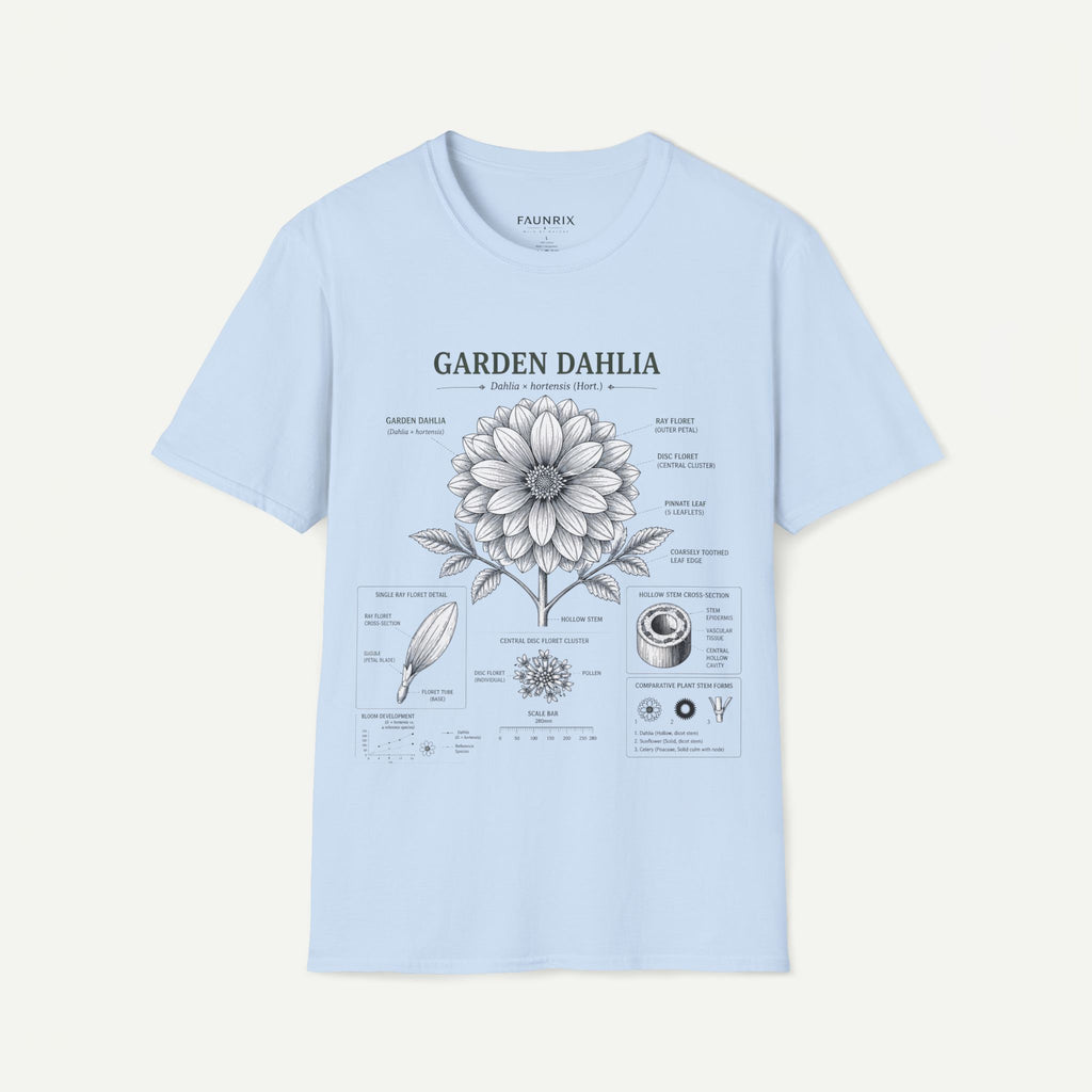 Dahlia Botanical Tee — 'Garden Dahlia' Floral Anatomy T-Shirt