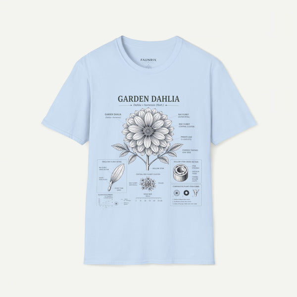 Dahlia Botanical Tee — 'Garden Dahlia' Floral Anatomy T-Shirt