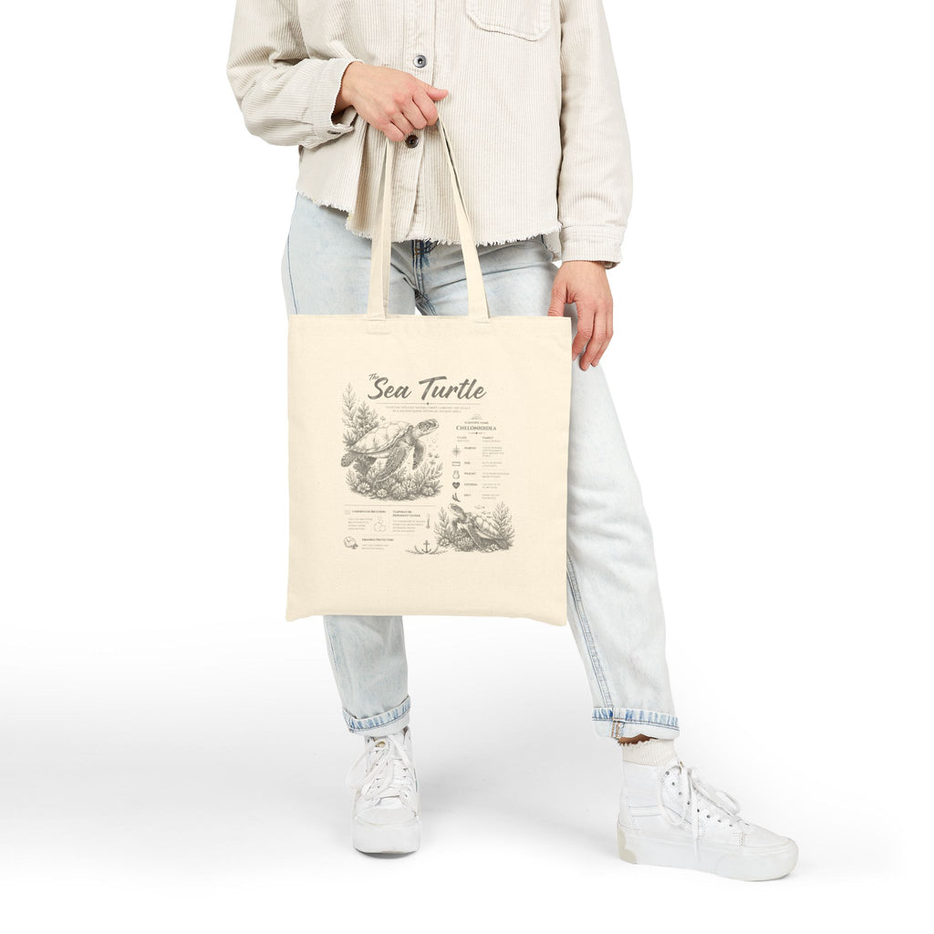 Sea Turtle Canvas Tote Bag — Vintage Marine Illustration Eco Shopper