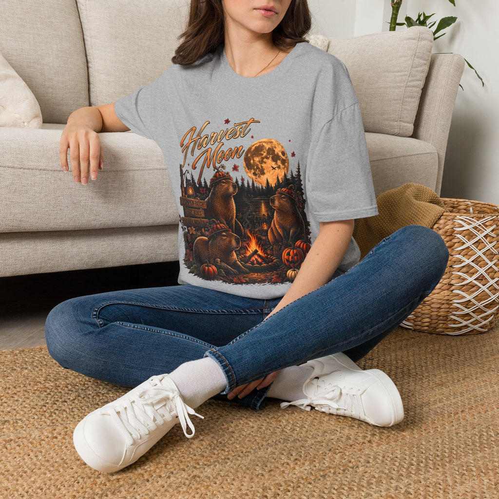 Harvest Moon T-Shirt — Autumn Campfire Bear Forest Tee