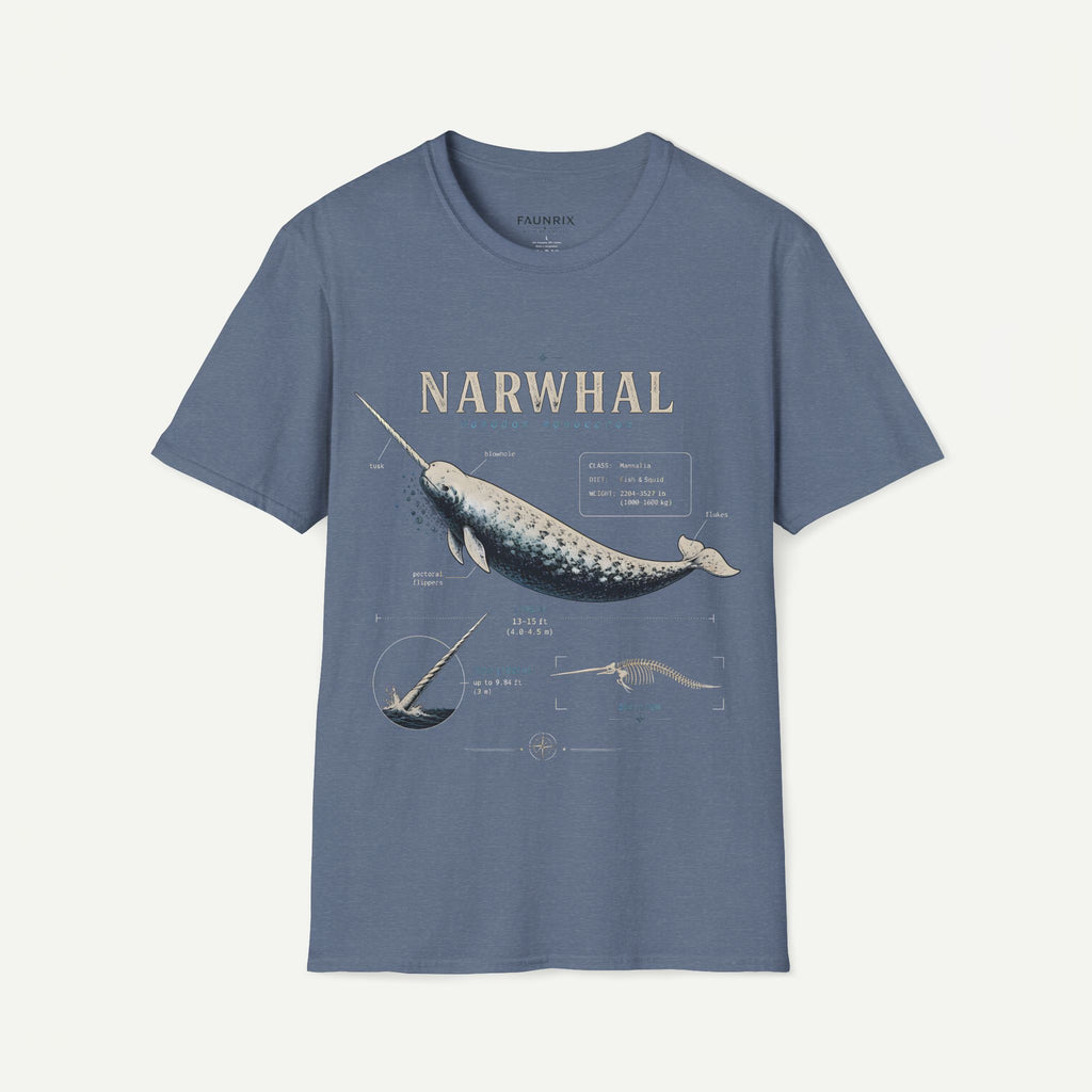 Narwhal Anatomy Diagram T-Shirt — Vintage Marine Mammal Graphic Tee