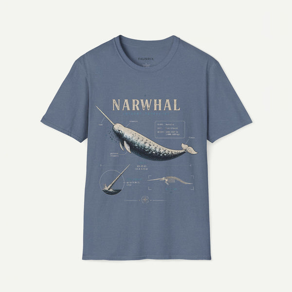 Narwhal Anatomy Diagram T-Shirt — Vintage Marine Mammal Graphic Tee