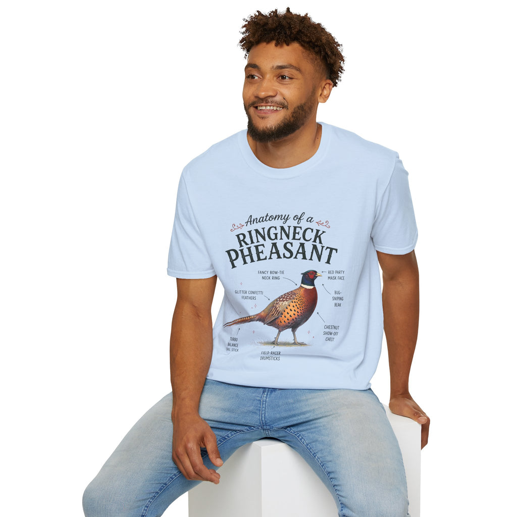 Ringneck Pheasant Anatomy T-Shirt — Illustrated Bird Diagram Tee