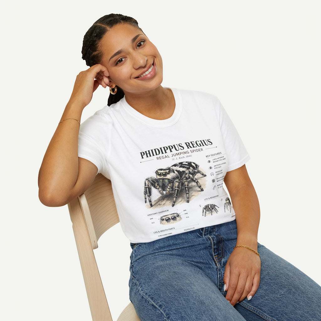 Phidippus Regius Jumping Spider Anatomy T-Shirt — Educational Arachnid Tee