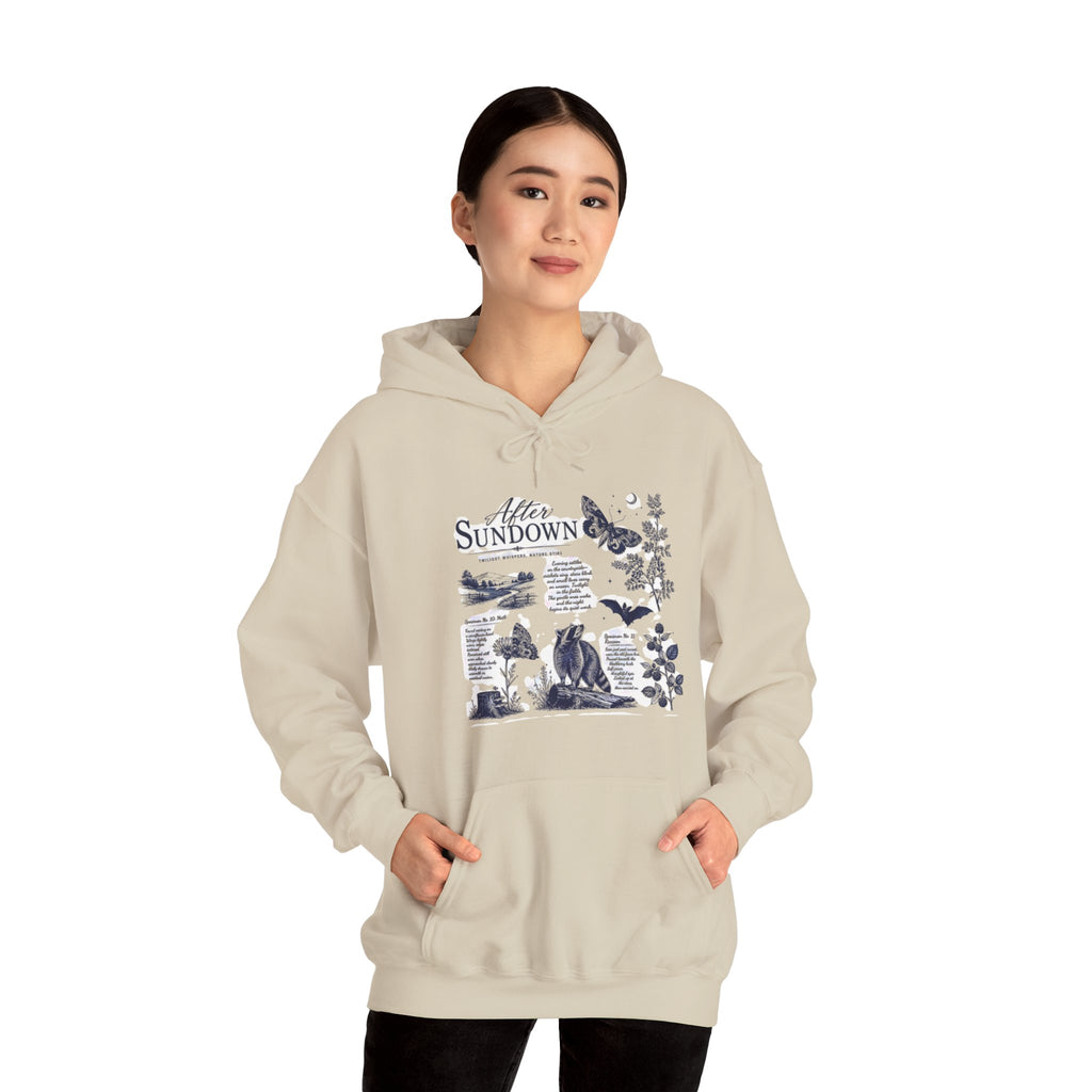 Sunset Foxes Hoodie — "After Sundown" Nature Graphic Pullover