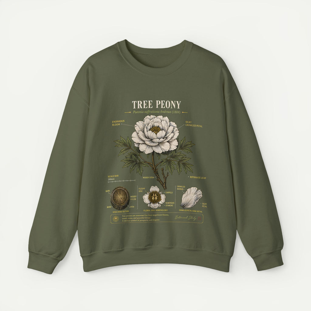 Tree Peony Botanical Sweatshirt — Vintage Flower Anatomy Crewneck
