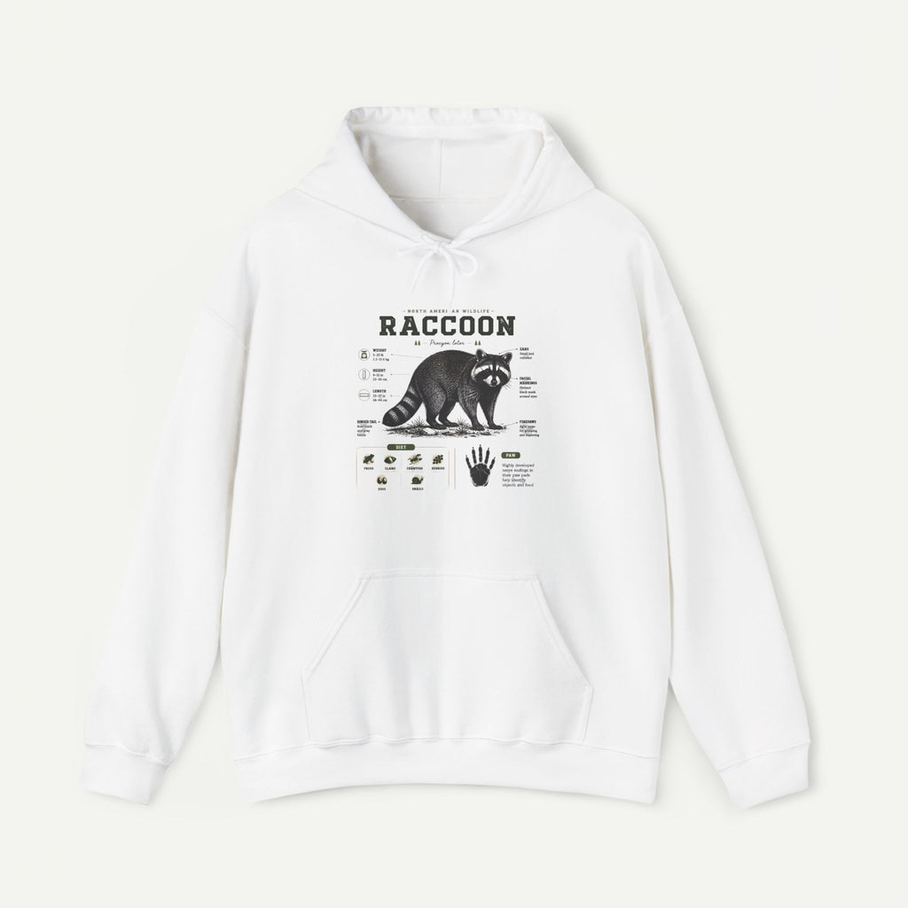 Raccoon Anatomy Hoodie — Vintage Wildlife Illustration Sweatshirt