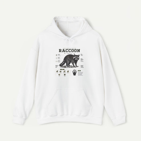 Raccoon Anatomy Hoodie — Vintage Wildlife Illustration Sweatshirt