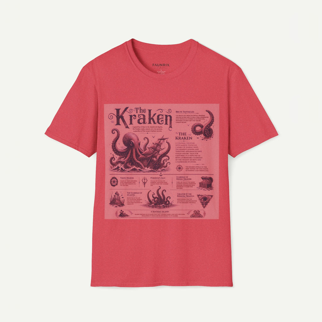 Kraken Vintage Diagram T-Shirt — Nautical Octopus Illustration Tee