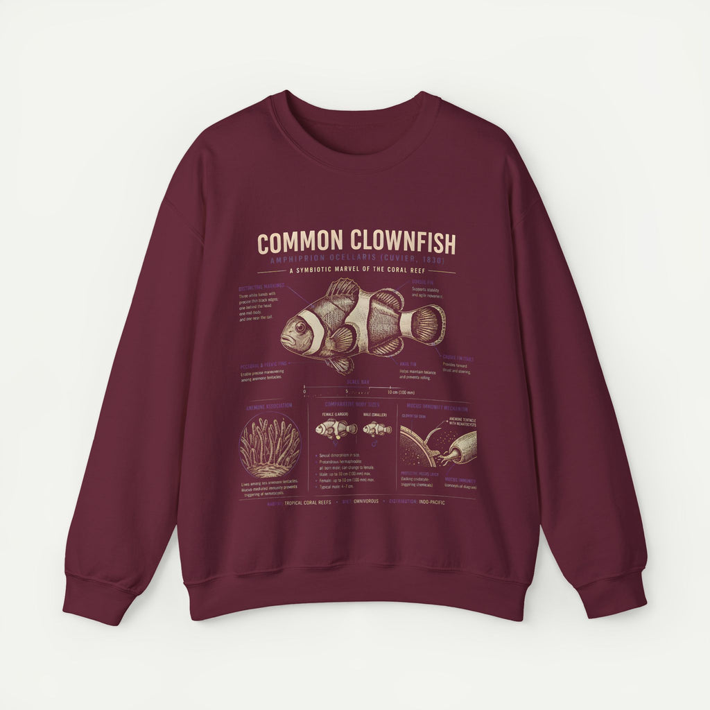 Common Clownfish Anatomy Sweatshirt – Marine Biology Graphic Pullover