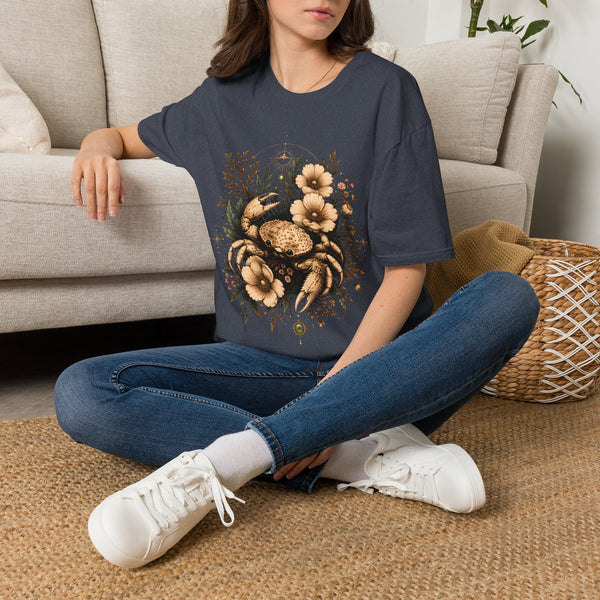 Floral Crab Tee — Vintage Coastal Crab & Wildflower Graphic T-Shirt