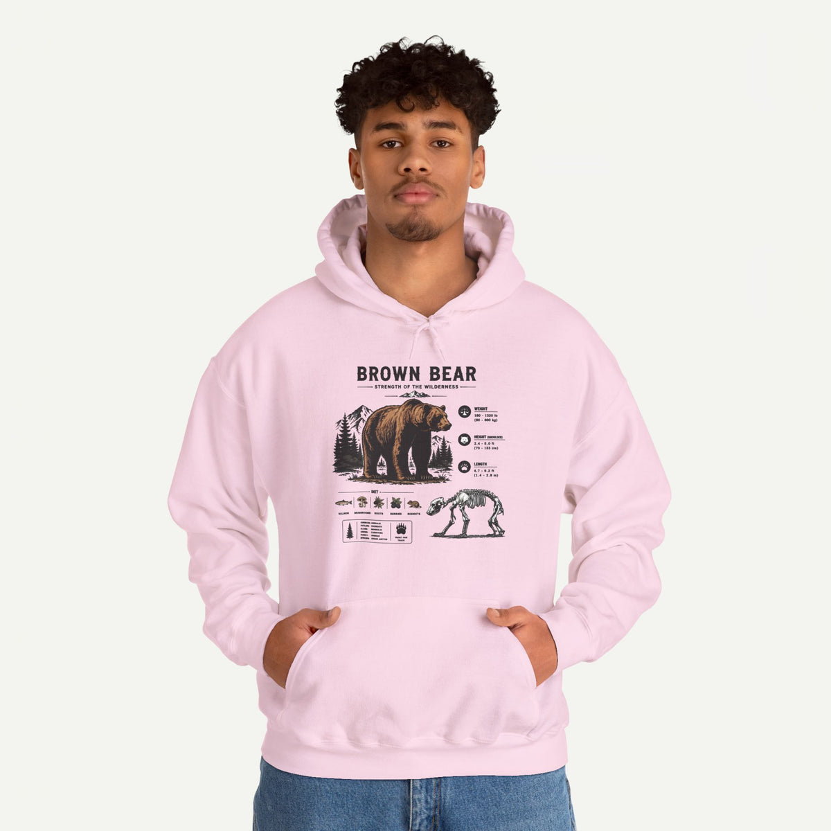 Brown Bear Anatomy Hoodie — Vintage Wildlife Graphic Sweatshirt