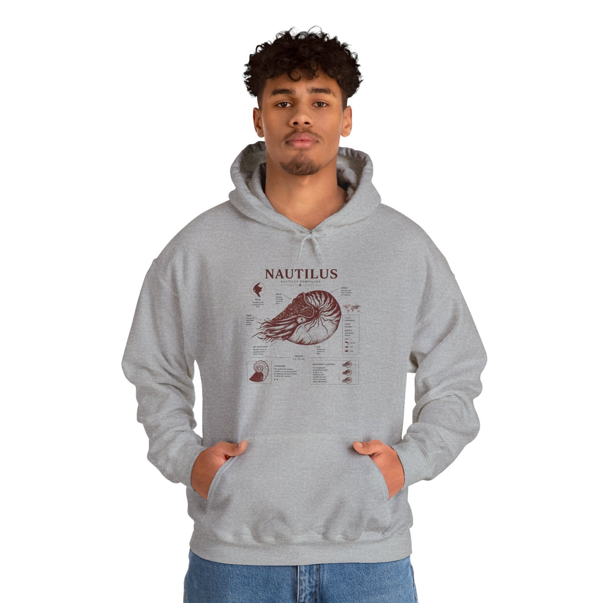 Nautilus Anatomy Hoodie – Vintage Scientific Shell Diagram Sweatshirt