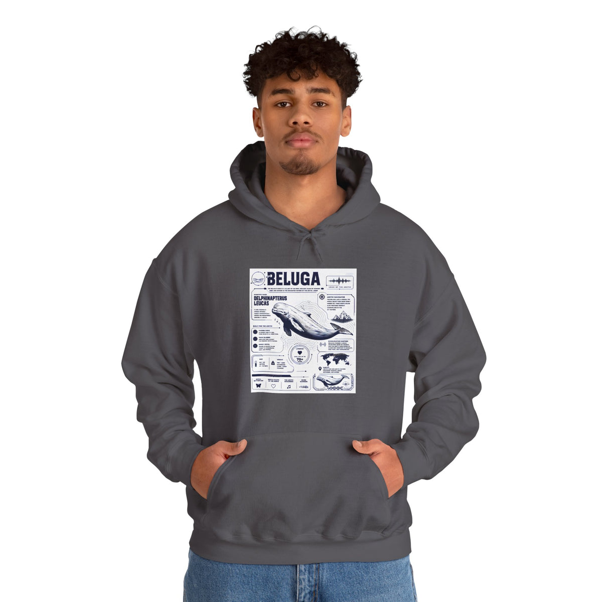 Beluga Whale Graphic Hoodie - Marine Life Diagram Sweatshirt