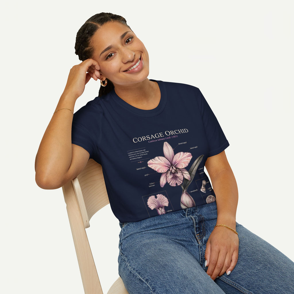 Corsage Orchid T-Shirt — Botanical Floral Diagram Tee