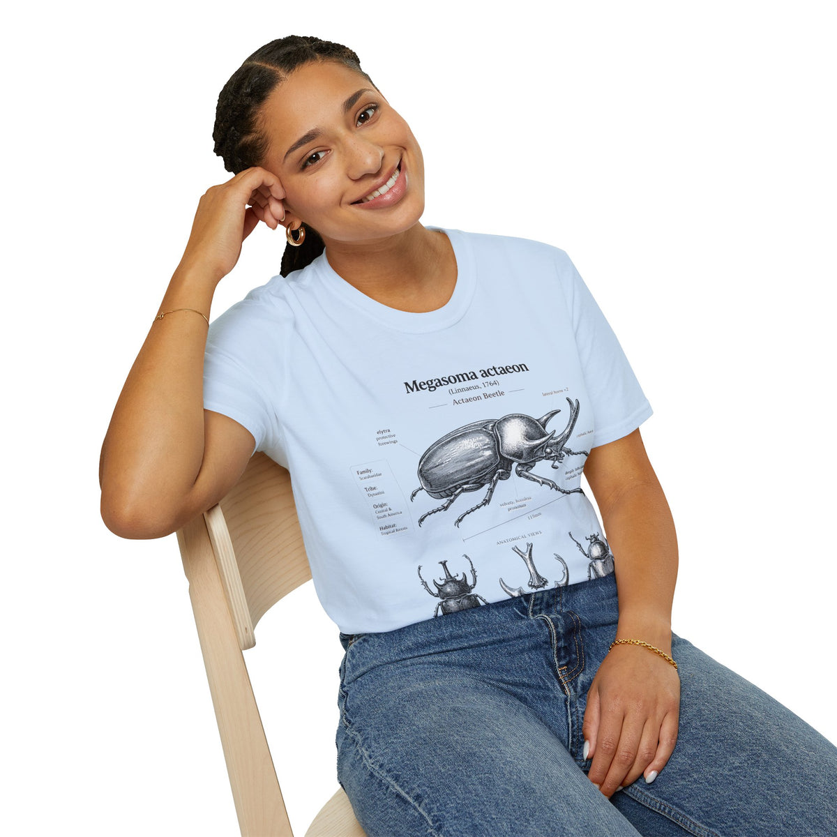 Beetle Anatomy T-Shirt — Megasoma actaeon Scientific Illustration Tee