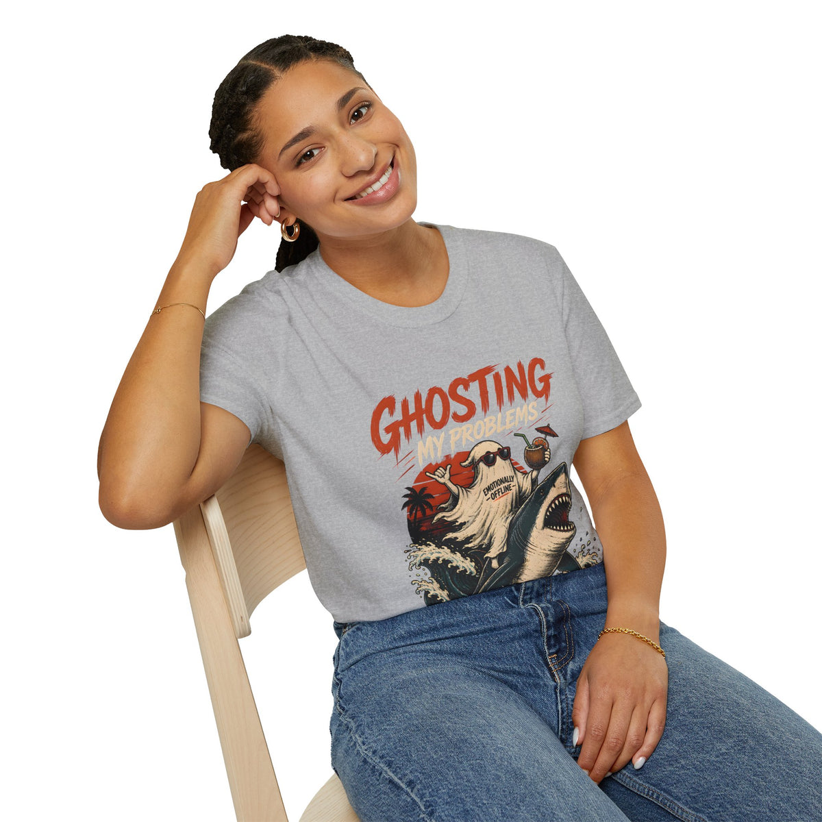 Ghosting My Problems T-Shirt — Funny Sloth Vacation Graphic Tee
