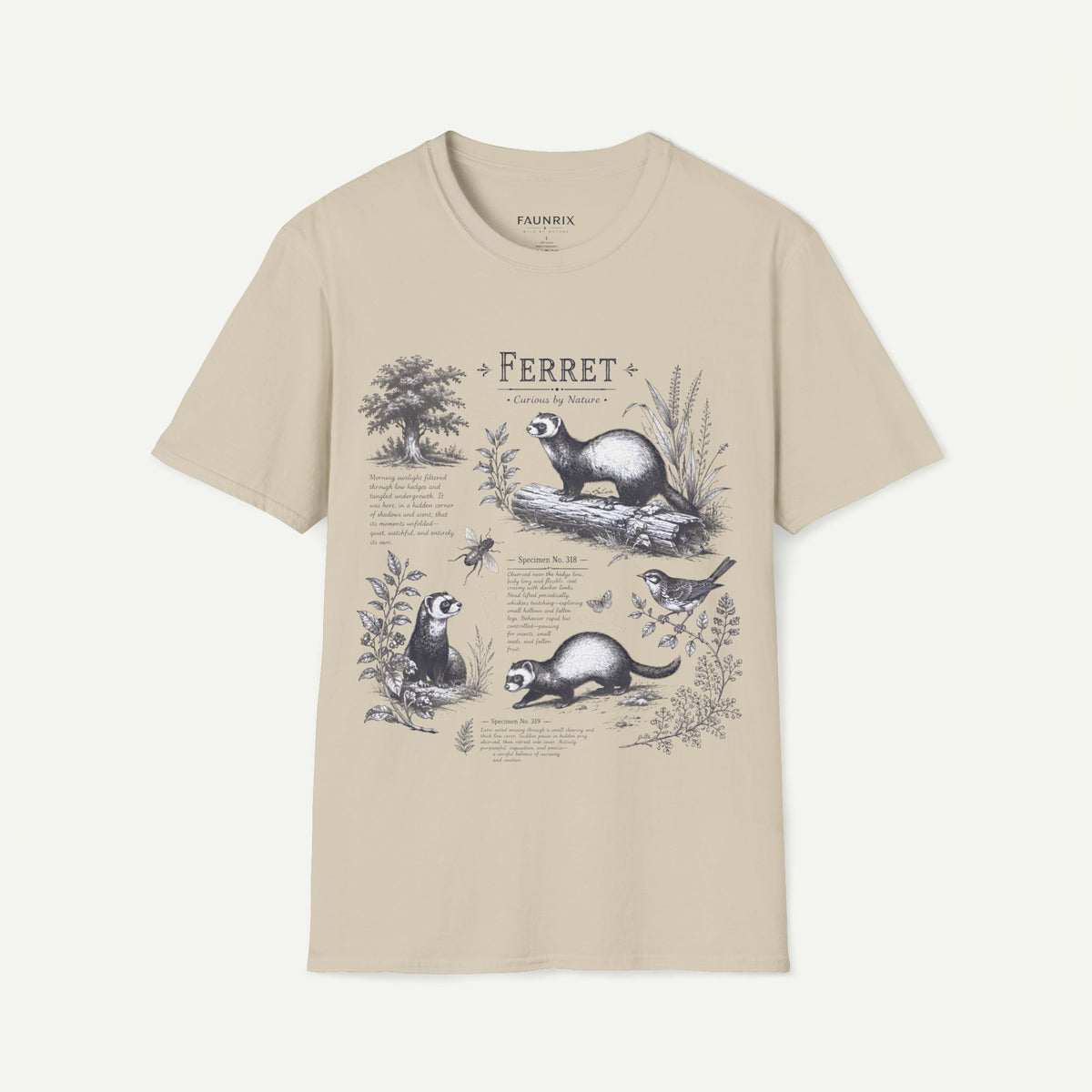 Ferret Vintage Anatomy T-Shirt — Botanical Wildlife Tee