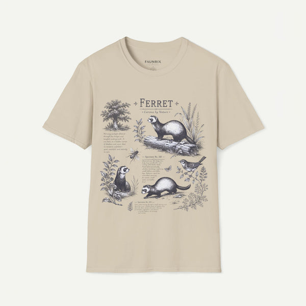 Ferret Vintage Anatomy T-Shirt — Botanical Wildlife Tee