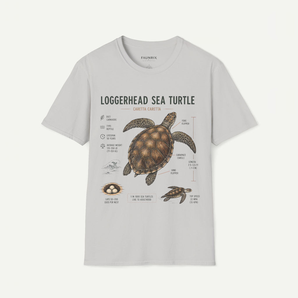 Sea Turtle Anatomy  T-Shirt — "Loggerhead Sea Turtle" Vintage Nature Graphic Tee
