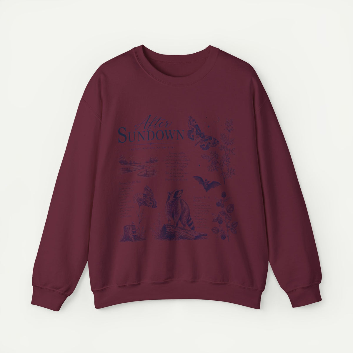 After Sundown Crewneck Sweatshirt — Moonlit Wildlife Graphic Sweatshirt