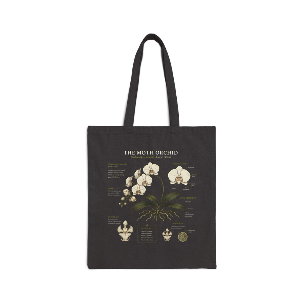 Moth Orchid Tote Bag — Botanical Diagram Canvas Shopper