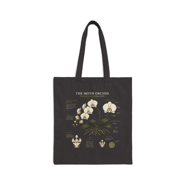 Moth Orchid Tote Bag — Botanical Diagram Canvas Shopper