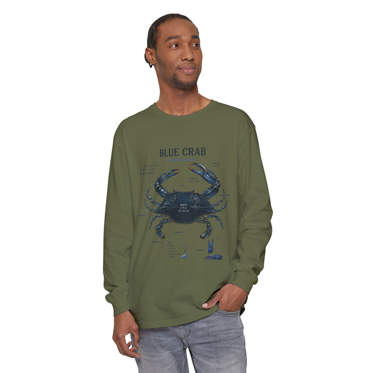 Blue Crab Anatomy Long Sleeve Tee