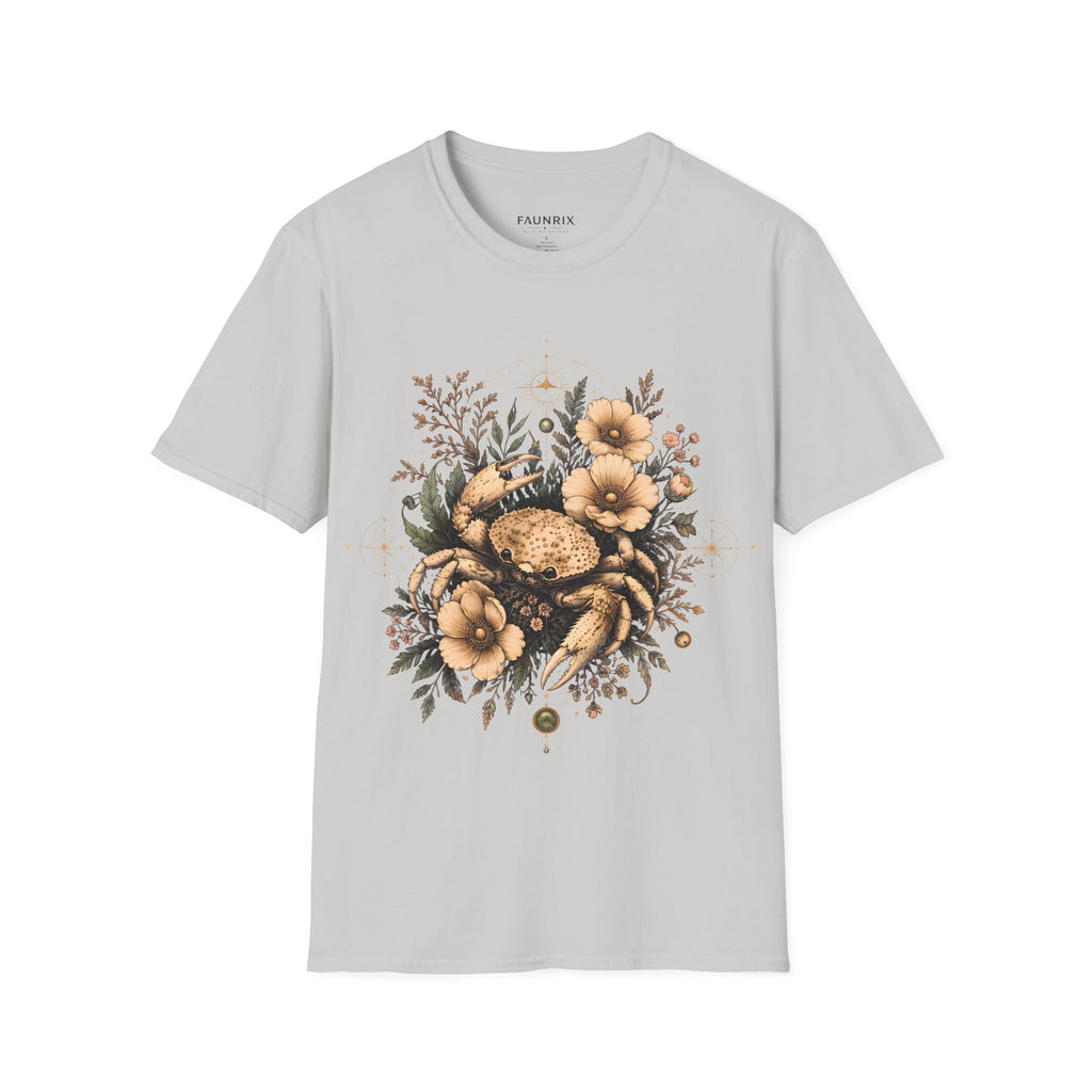 Floral Crab Tee — Vintage Coastal Crab & Wildflower Graphic T-Shirt